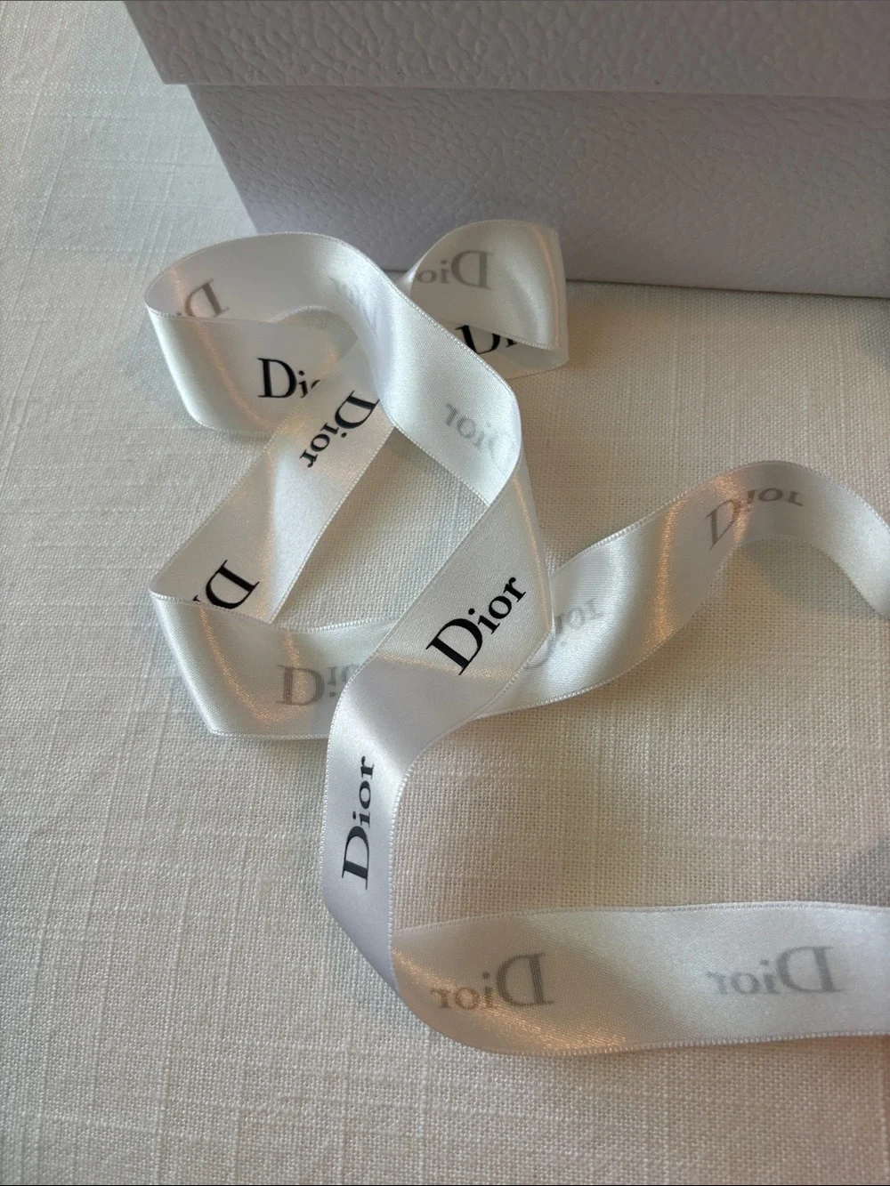 Dior White Gift Box with Gold Logo and Branded White Ribbon- Authentic from Dior